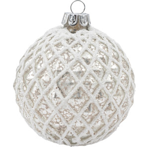 Λευκή Γυάλινη Χριστουγεννιάτικη Μπάλα 10cm (ΣΕΤ 4 ΤΜΧ)